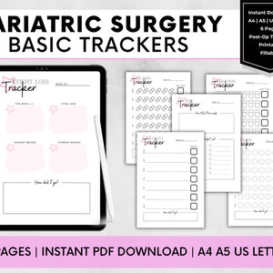 Bariatric Basic Trackers, Gastric Bypass and Gastric Sleeve Hydration, Protein, Weight Loss, NSV, Vitamins and Activity Tracker Bundle