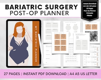 Bariatric Surgery Post-Op Planner, Gastric Sleeve Journal, Gastric Bypass Food, Goal, Measurement, Activity, Wellness Printables, VSG Gift