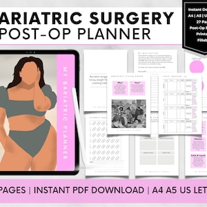 Bariatric Surgery Post-Op Planner, Gastric Sleeve Journal, Gastric Bypass Food, Goal, Measurement, Activity, Wellness Printables, VSG Gift