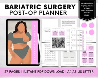 Bariatric Surgery Post-Op Planner, Goal Tracker (Printable & Fillable)
