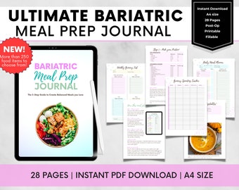 Bariatric Meal Prep Journal, Gastric Sleeve Meal Planner, Gastric Bypass Daily Meal Prep Planner, Bariatric Protein Food List, VSG planner