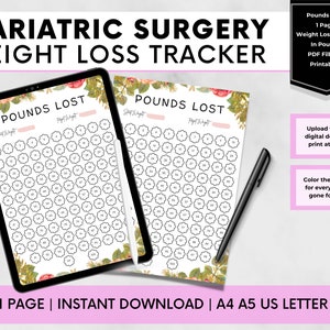 Bariatric Weight Loss Tracker, Gastric Bypass Floral Weight Loss Printable, Gastric Sleeve Pounds Lost Template, Bariatric Surgery Gift