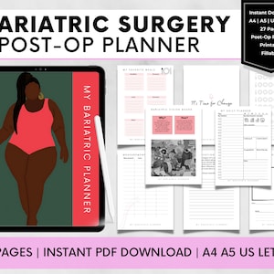 Bariatric Surgery Post-Op Planner, Gastric Sleeve Journal, Gastric Bypass Food, Goal, Measurement, Activity, Wellness Printables, VSG Gift