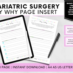 Bariatric Surgery My Why Printable, Gastric Sleeve My Why Journal Page, Gastric Bypass My Why Planner Template, VSG Printable, Bariatric