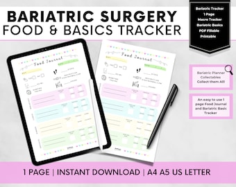 Bariatric Food Journal, Gastric Bypass Food Diary, Gastric Sleeve Macro Tracker, Bariatric Surgery Nutrition Log, Bariatric Printable