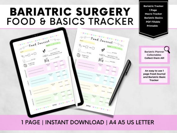 Bariatric Food Journal, Gastric Bypass Food Diary, Gastric Sleeve Macro Tracker, Bariatric Surgery Nutrition Log, Bariatric Printable