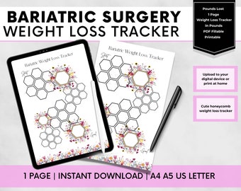 Bariatric Weight Loss Tracker, Gastric Bypass Weight Loss Chart, Customizable VSG Weight Loss Tracker, VSG Weigh-In Printable, VSG Gift