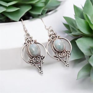 Gorgeous Designer Larimar Earring, 925 Sterling Silver Earring, Drop Earring, Handmade Earring, Natural Larimar, Women Jewelry, Gift Her***
