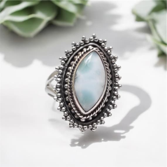 Larimar Ring für Frauen, Designer Ring, 925 Sterling Silber Ring - Main Image
