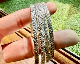 Set of 4 Designer Silver Bangles, Handmade Bangle, Women Bangle