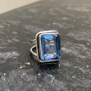 Blue Sapphire Ring, 925 Sterling Silver Ring, Sapphire Gemstone, Handmade Silver Jewelry, Birthday Gift, Anniversary Gift, Gift Idea
