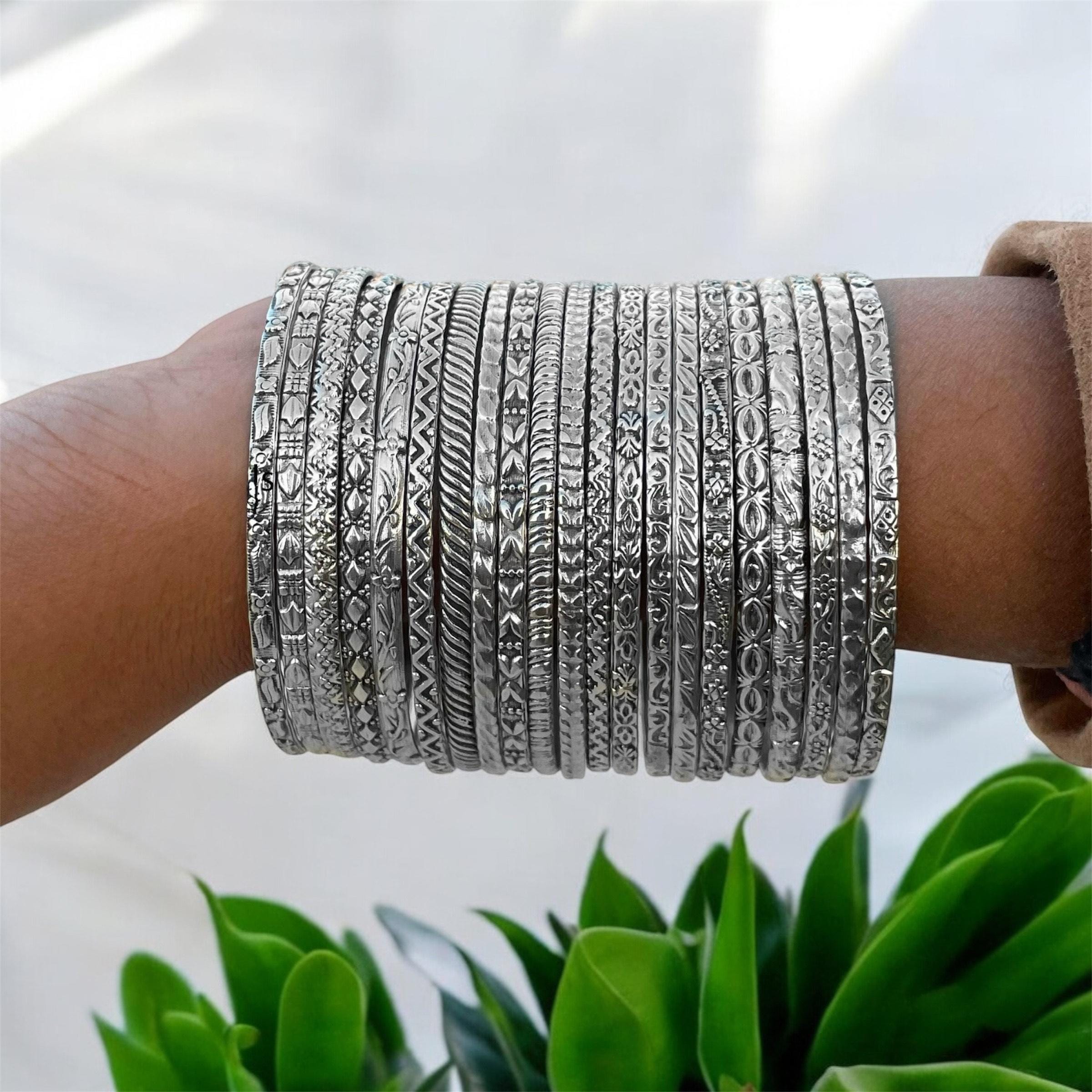 925 Sterling Silver Bangle, Stylish Bangle, Set of 21 Designer