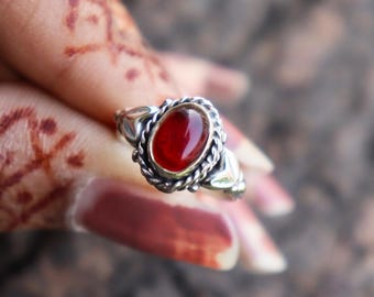 925 Sterling Silver Ring, Oval Red Carnelian Ring, Handmade Silver Ring, Boho Ring, Oval Carnelian, Natural Gemstone, Midi Ring***