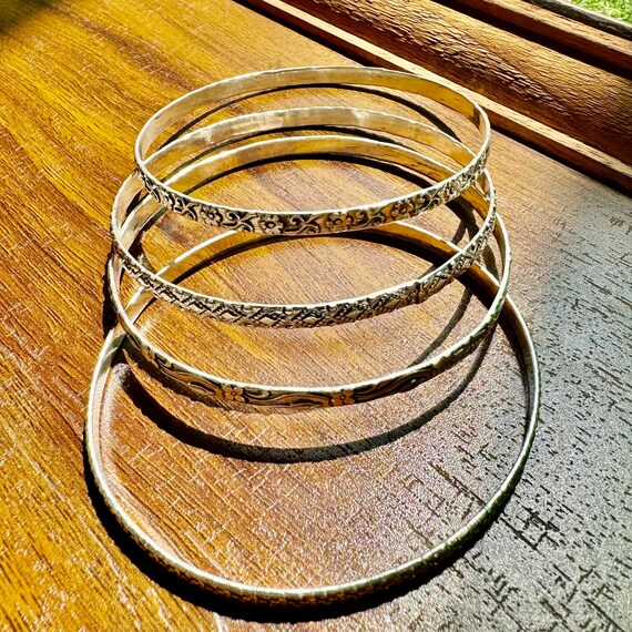 Set of 4 Designer Silver Bangles, Handmade Bangle, Women Bangle