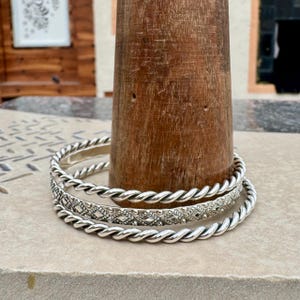 Set Of 3 Bangles, Handmade Bangles, 925 Sterling Silver Bangles, Women Jewelry, Designer Bangles, Gift For Sister, Gorgeous Bangles***