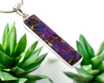 925 Sterling Silver Pendant, Purple Copper Turquoise Pendant, Handmade Pendant, Minimalist Pendant, Necklace For Women, Gift For All***