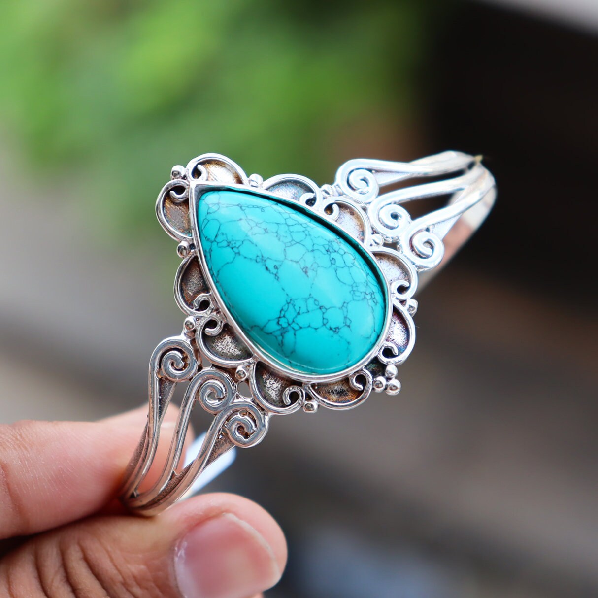 Turquoise Bangle, Handmade Bangle, 925 Sterling Sliver Bangle