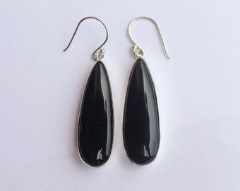 Black Onyx Earring, Handmade Earring, Women's Jewelry, 925 Sterling Silver Earring, Tear Drop Earring, Dangle Earring, Gift For Her