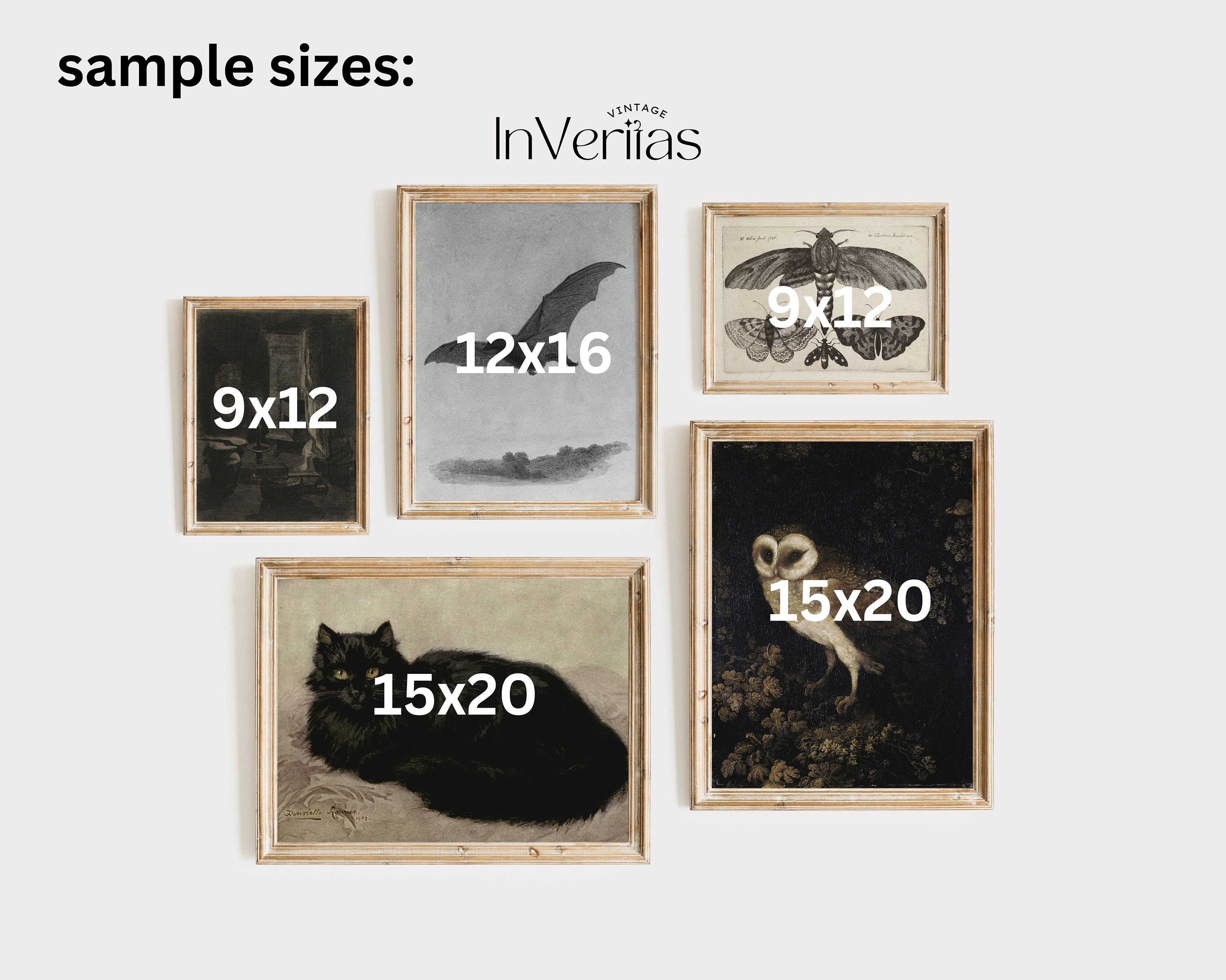 Vintage Halloween Gallery Wall | Set of 5 Prints | Moody Witch Decor ...