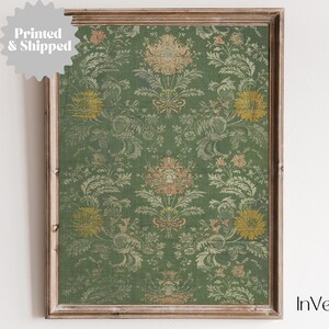 Green Floral Textile Print | Vintage Pattern Wall Art Print | PRINTED AND SHIPPED | No. A070 bild 6