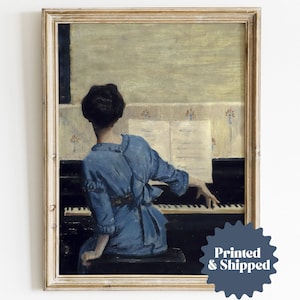 Woman at the Piano Vintage Painting | Light Academia Decor | PRINTED AND SHIPPED | No. A017