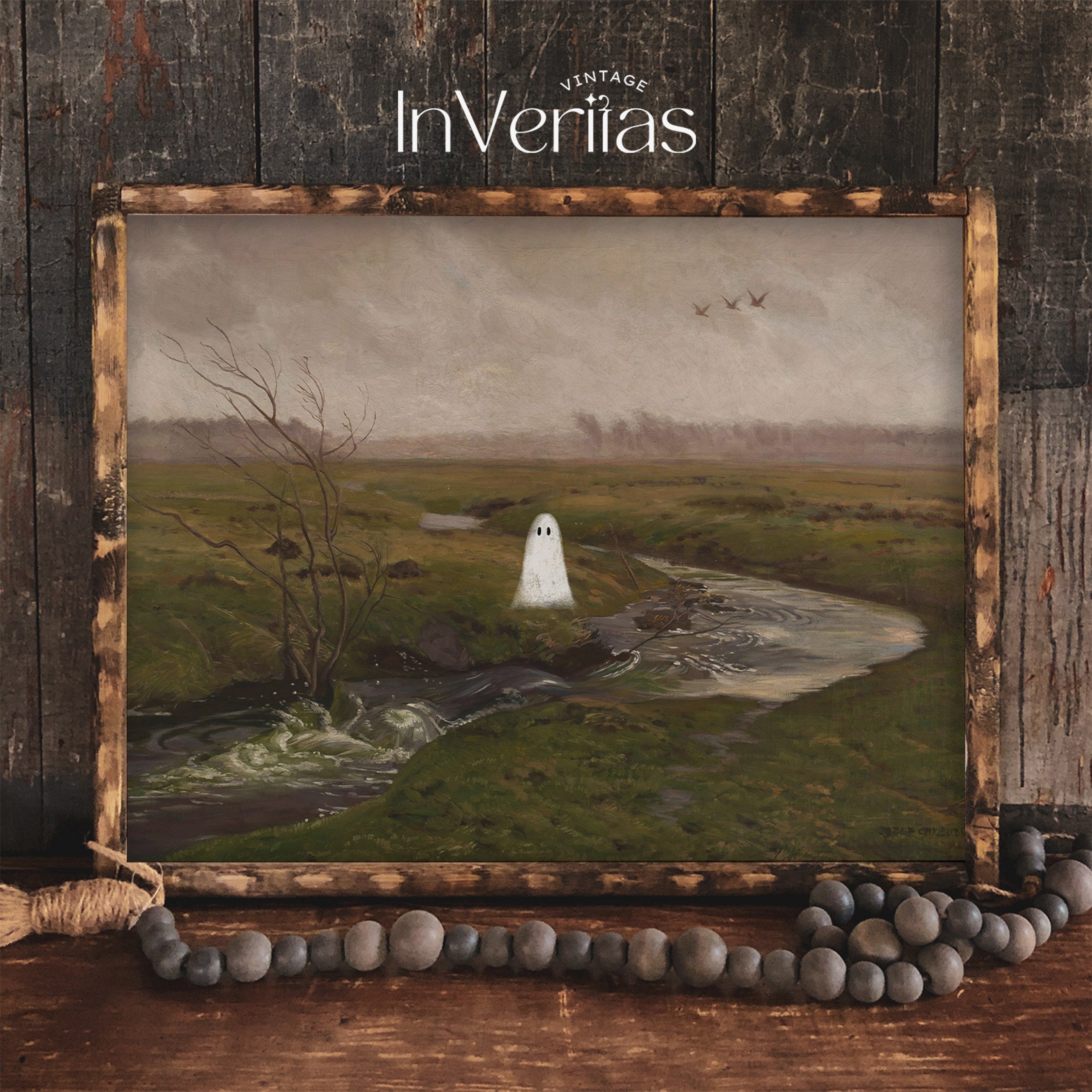 Gallery Wall Little Ghosts in Moody Vintage Autumn Landscapes | Set of ...