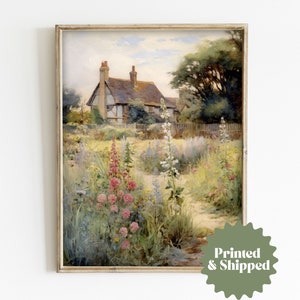 English Cottage Garden Vintage Style Painting | Cottage Decor | PRINTED AND SHIPPED | No. A245