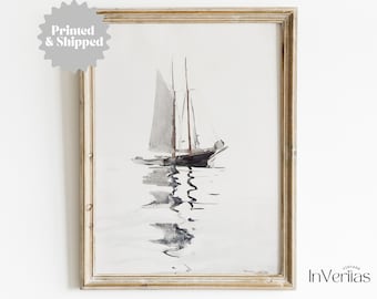 Vintage Sailboat Print | Nautical Art | Coastal Decor | PRINTED AND SHIPPED | No. A092