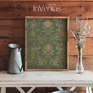 Green Floral Textile Print | Vintage Pattern Wall Art Print | PRINTED AND SHIPPED | No. A070 bild 7