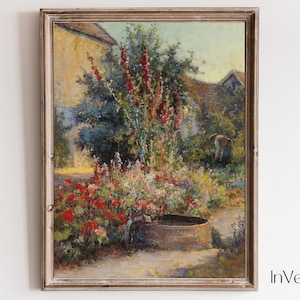 Farmhouse Garden in Summer Vintage Painting | Farmhouse Decor | PRINTABLE | No. 538