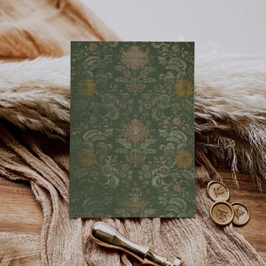 Green Floral Textile Print | Vintage Pattern Wall Art Print | PRINTED AND SHIPPED | No. A070 bild 3