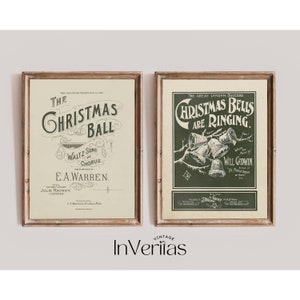 Vintage Christmas Typography Print Set | Set of 2 | Traditional Christmas Decor | PRINTABLE | No. 421