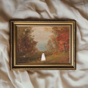 Ghost in Colourful Autumn Landscape Vintage Painting | Spooky Farmhouse Decor | Special Halloween Edition | PRINTABLE | No. H32