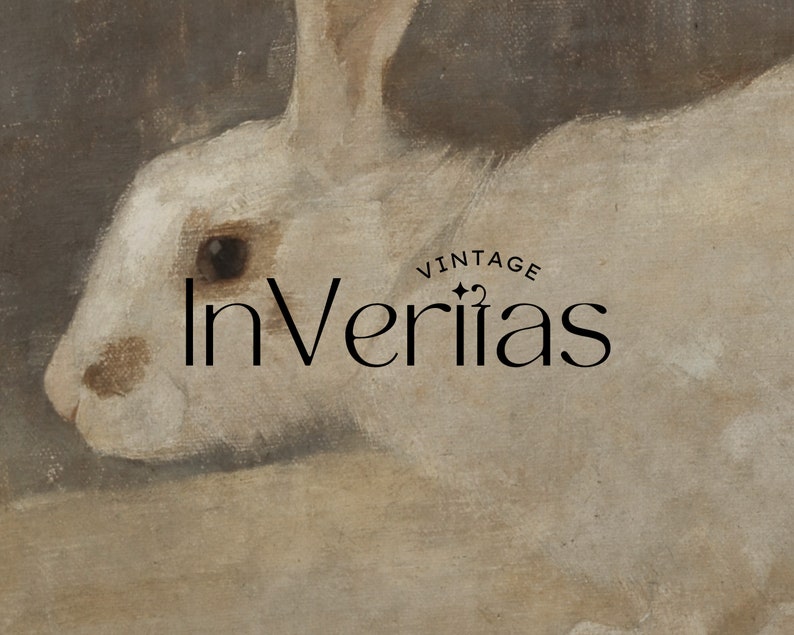 May include: A vintage illustration of a white rabbit with a black eye. The text "InVerias" is written in black lettering with the word "Vintage" above it.