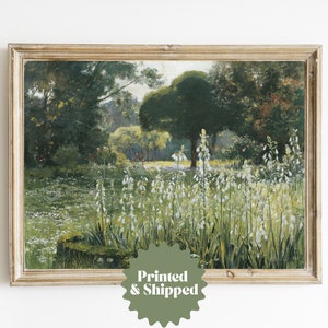 Beautiful French Garden Vintage Painting | Cottagecore Decor | PRINTED AND SHIPPED | No. A009