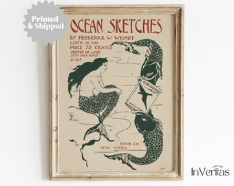 Vintage Mermaid Book Cover Art Print | Mythology Decor | PRINTED AND SHIPPED | No. A056