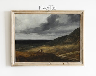 Vintage Moody Mountain Landscape Painting | Dark Antique Wall Decor | PRINTABLE | No. 51