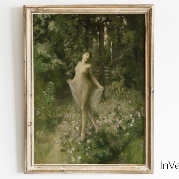 Forest Nymph in Spring Vintage Painting | Mystic Cottagecore Decor | PRINTABLE | No. 502