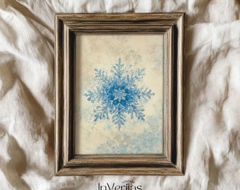 Blue Snowflake Print | Cottage Christmas Winter Decor | PRINTABLE | No. 930