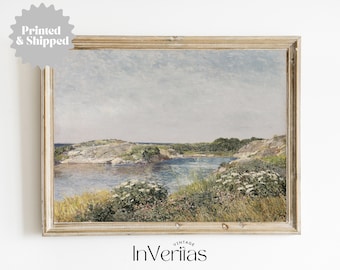 Summer on the New England Coast Vintage Painting | Coastal Farmhouse Decor | PRINTED AND SHIPPED | No. A154