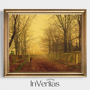 Misty Autumn Lane Moody Victorian Painting | Country Fall Decor | PRINTABLE | No. 570