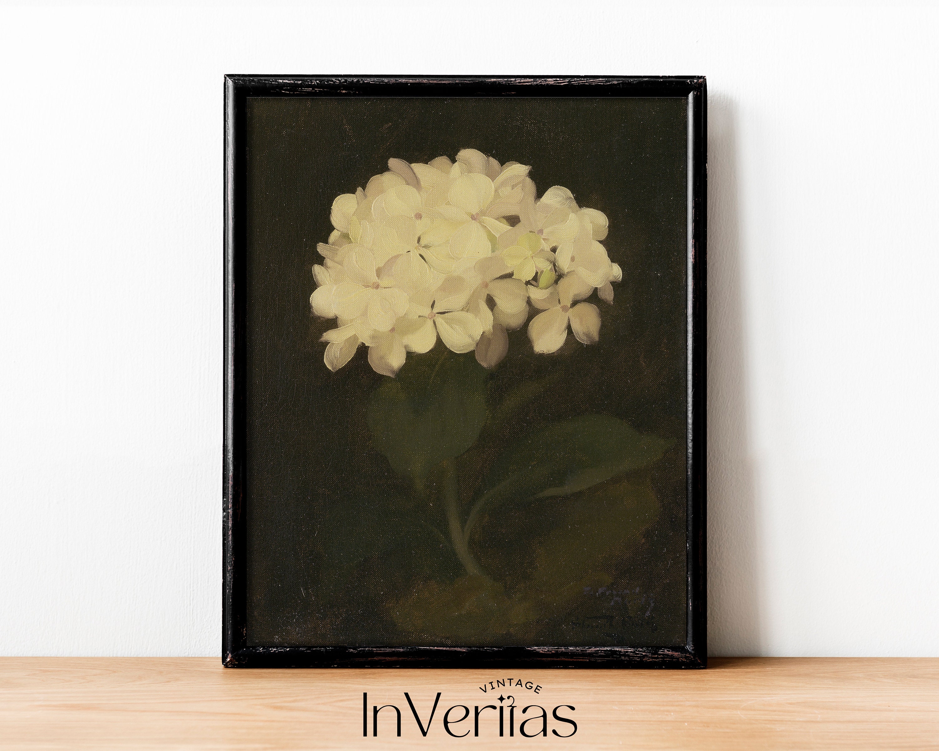 Dark Vintage Flower Print | Hydrangea Painting | Moody Decor ...