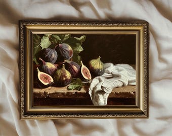 Moody Figs Painting Vintage Still Life Art | Moody Country Kitchen Decor | PRINTABLE | No. 640