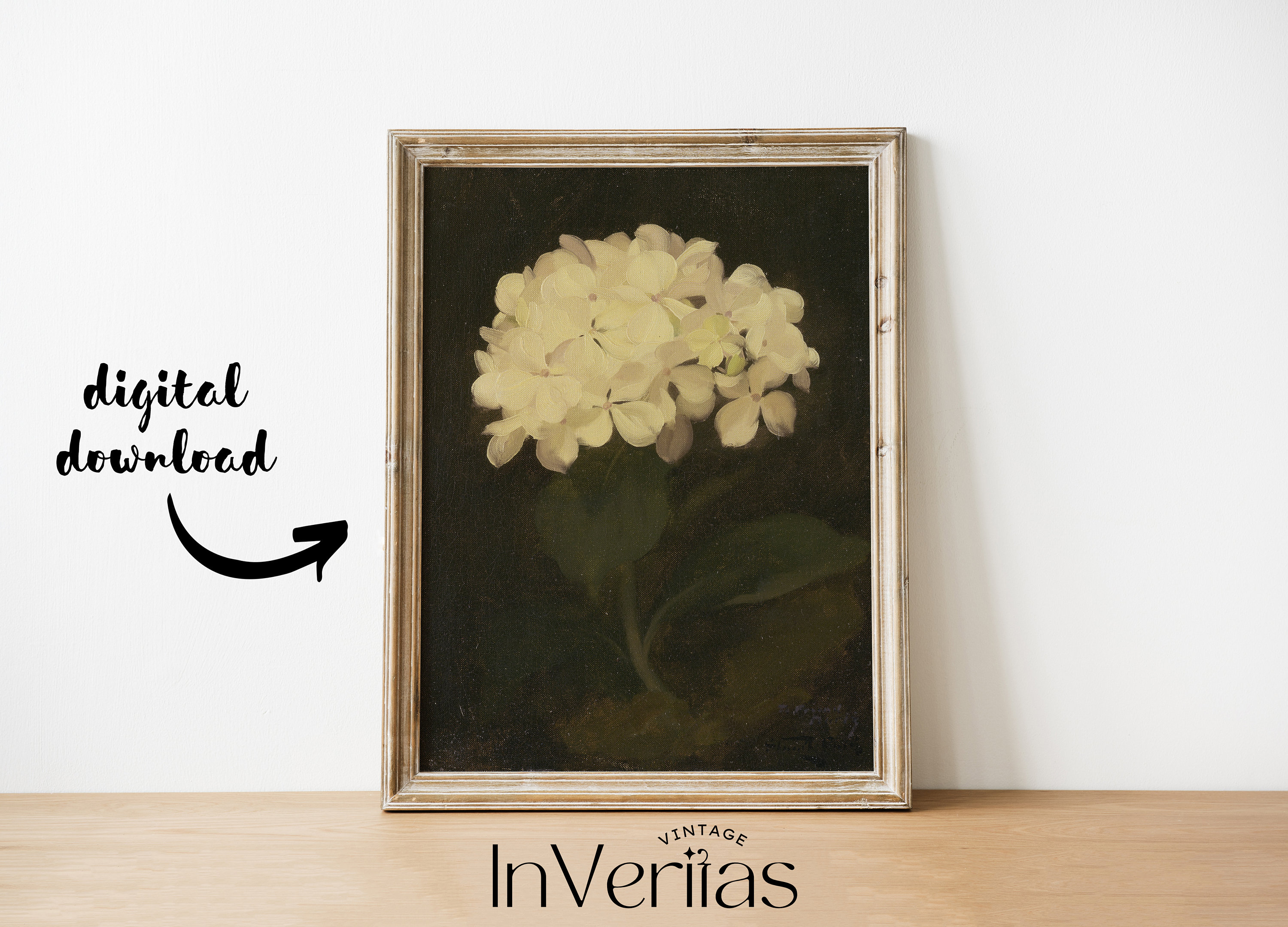 Dark Vintage Flower Print | Hydrangea Painting | Moody Decor ...
