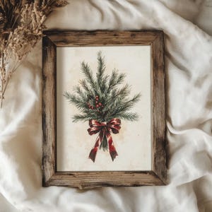 Christmas Botanical Print | Neutral Cottage Winter and Christmas Decor | PRINTABLE | No. 745