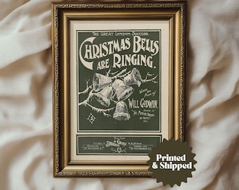 Dark Green Vintage Christmas Print | Traditional Farmhouse Decor | PRINTED AND SHIPPED | No. A386