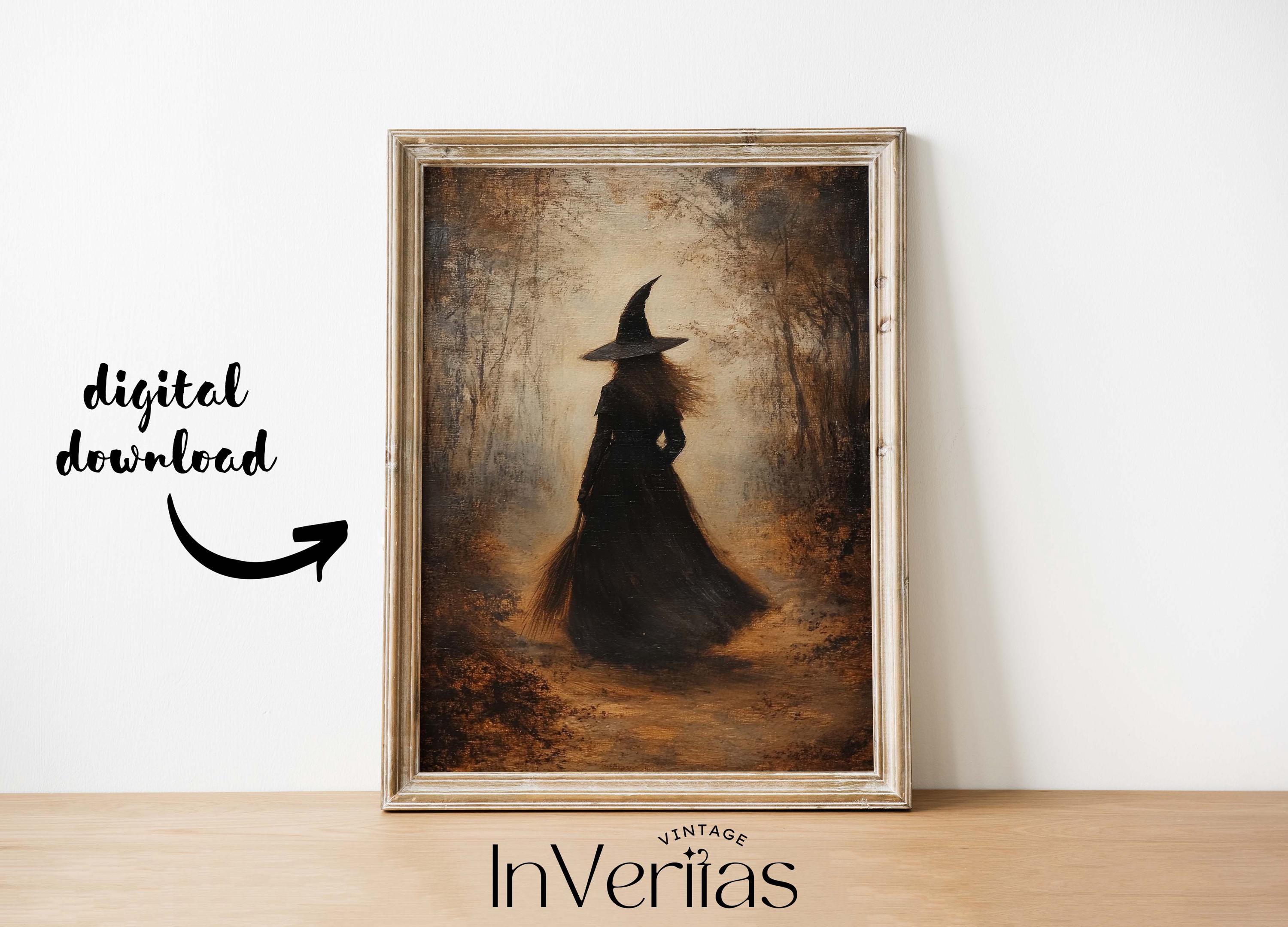 Dark Forest Witch Painting Vintage Moody Halloween Wall Art | Witchy ...