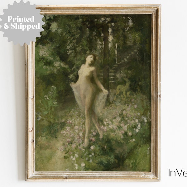 Forest Nymph Vintage Painting | Mystic Cottagecore Decor | PRINTED AND SHIPPED | No. A042