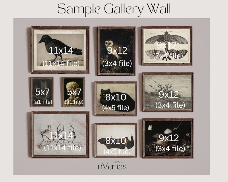 Moody Halloween Gallery Wall | Set of 10 Vintage Prints | Dark ...