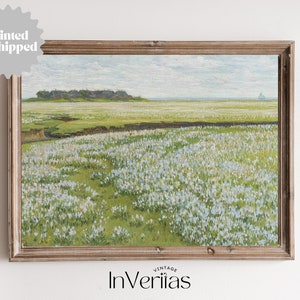 Vintage Country Meadow Painting | Floral Farmhouse Decor | PRINTED AND SHIPPED | No. A132